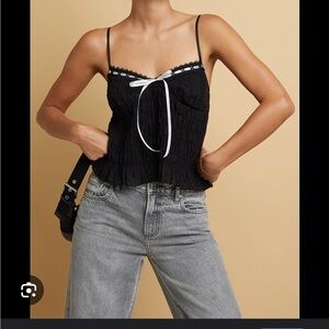 Black Lace Trim Camisole Top